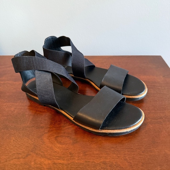 Sorel Ella III Black Sandals with Elastic Ankle Strap Size 8.5 - Picture 2 of 5